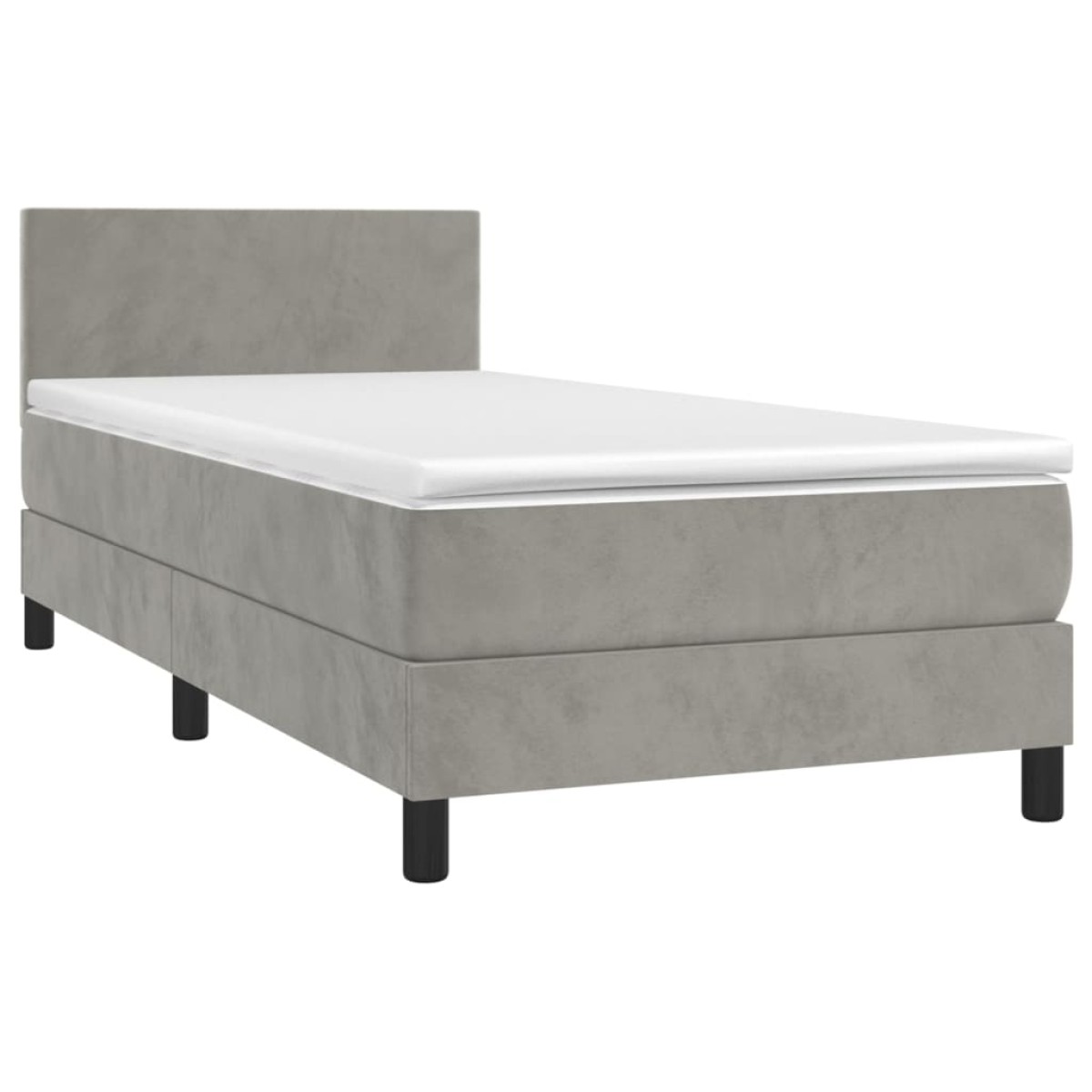 vidaXL Κρεβάτι Boxspring με Στρώμα & LED Αν.Γκρι 90x200 εκ. Βελούδινο