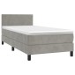 vidaXL Κρεβάτι Boxspring με Στρώμα & LED Αν.Γκρι 90x200 εκ. Βελούδινο