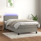 vidaXL Κρεβάτι Boxspring με Στρώμα & LED Αν.Γκρι 90x200 εκ. Βελούδινο