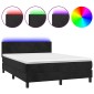 vidaXL Κρεβάτι Boxspring με Στρώμα & LED Μαύρο 140x190 εκ. Βελούδινο