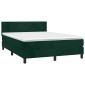 vidaXL Κρεβάτι Boxspring με Στρώμα & LED Σκ. Πράσινο 140x190εκ Βελούδο