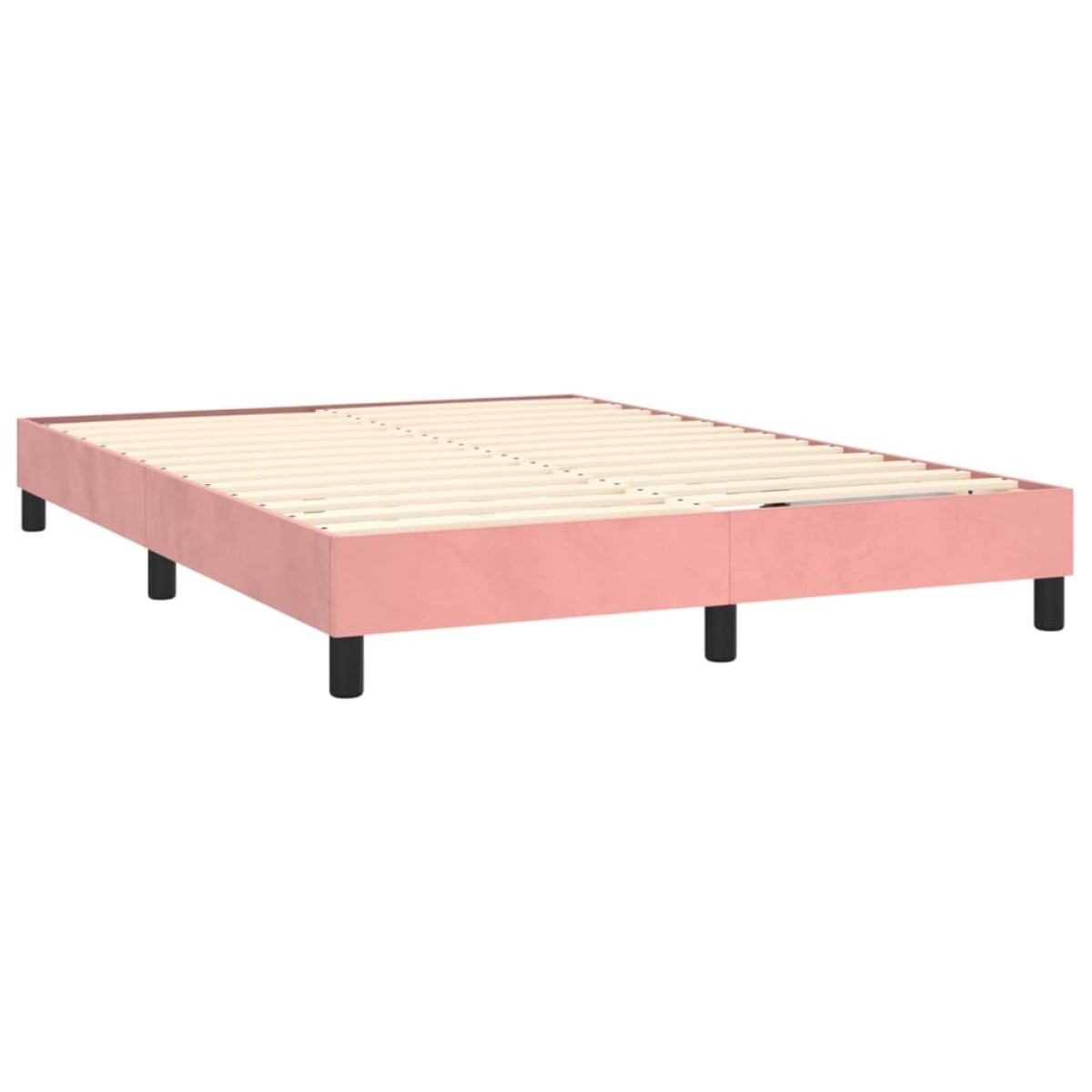 vidaXL Κρεβάτι Boxspring με Στρώμα & LED Ροζ 140x190 εκ. Βελούδινο