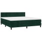 vidaXL Κρεβάτι Boxspring με Στρώμα & LED Σκ. Πράσινο 160x200εκ Βελούδο