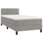 vidaXL Κρεβάτι Boxspring με Στρώμα & LED Αν.Γκρι 90x190 εκ. Βελούδινο