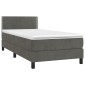 vidaXL Κρεβάτι Boxspring με Στρώμα & LED Σκ. Γκρι 90x200 εκ. Βελούδινο