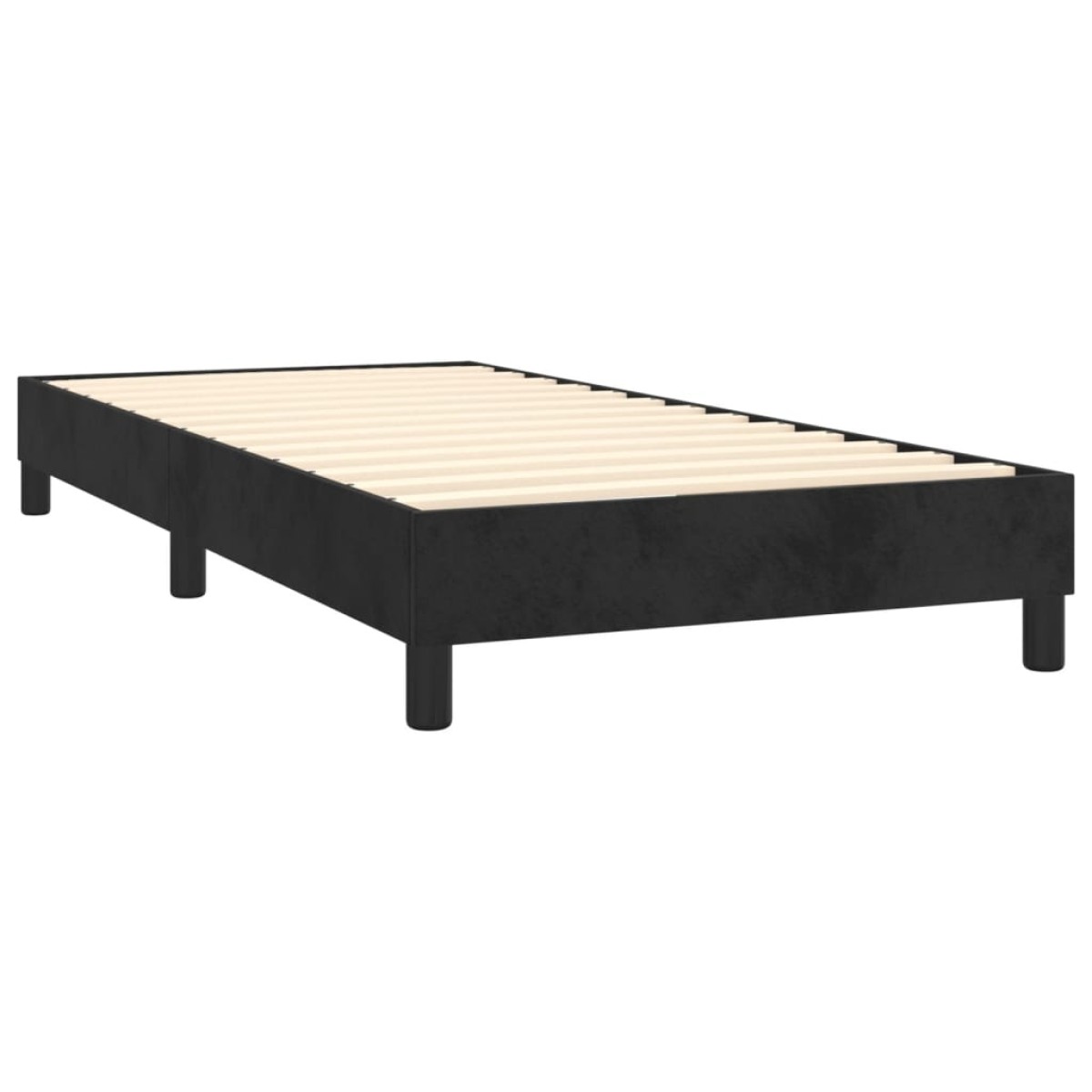 vidaXL Κρεβάτι Boxspring με Στρώμα & LED Μαύρο 90x200 εκ. Βελούδινο