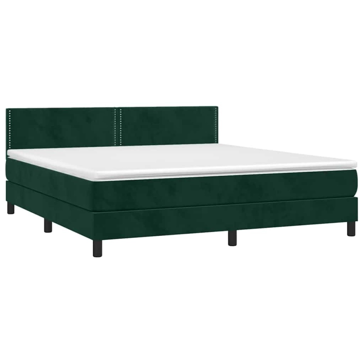 vidaXL Κρεβάτι Boxspring με Στρώμα & LED Σκ. Πράσινο 180x200εκ Βελούδο