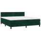 vidaXL Κρεβάτι Boxspring με Στρώμα & LED Σκ. Πράσινο 180x200εκ Βελούδο