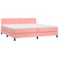 vidaXL Κρεβάτι Boxspring με Στρώμα & LED Ροζ 200x200 εκ. Βελούδινο