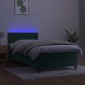vidaXL Κρεβάτι Boxspring με Στρώμα & LED Σκ. Πράσινο 80x200 εκ Βελούδο