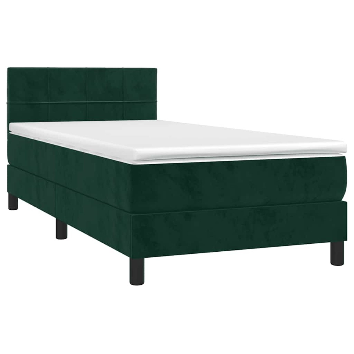 vidaXL Κρεβάτι Boxspring με Στρώμα & LED Σκ. Πράσινο 80x200 εκ Βελούδο