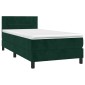 vidaXL Κρεβάτι Boxspring με Στρώμα & LED Σκ. Πράσινο 80x200 εκ Βελούδο