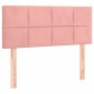 vidaXL Κρεβάτι Boxspring με Στρώμα & LED Ροζ 90x200 εκ. Βελούδινο