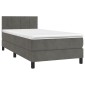 vidaXL Κρεβάτι Boxspring με Στρώμα & LED Σκ. Γκρι 100x200εκ. Βελούδινο