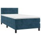 vidaXL Κρεβάτι Boxspring με Στρώμα & LED Σκ. Μπλε 100x200εκ. Βελούδινο