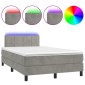 vidaXL Κρεβάτι Boxspring με Στρώμα & LED Αν.Γκρι 120x200 εκ. Βελούδινο