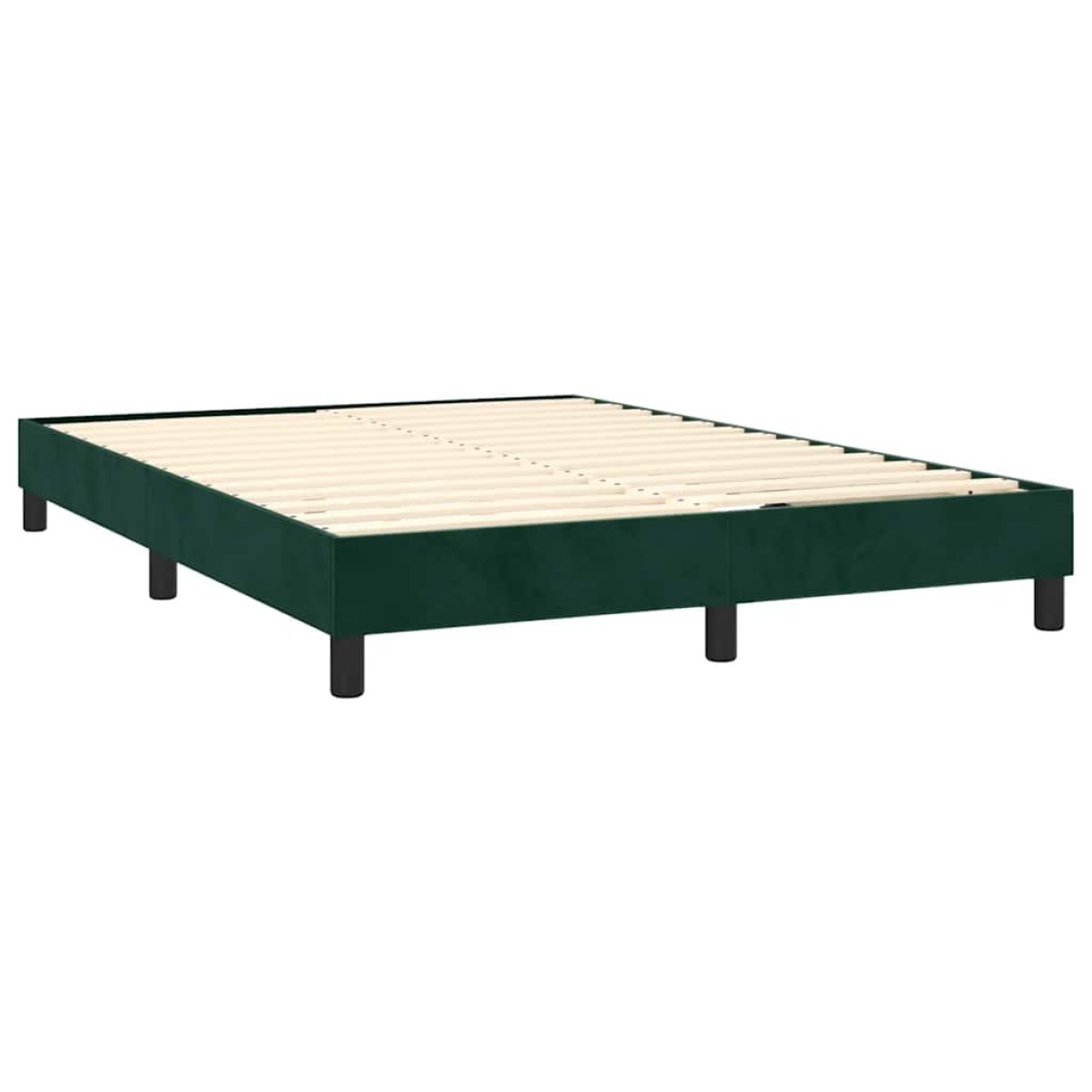 vidaXL Κρεβάτι Boxspring με Στρώμα & LED Σκ. Πράσινο 140x190εκ Βελούδο