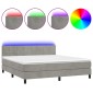 vidaXL Κρεβάτι Boxspring με Στρώμα & LED Αν.Γκρι 160x200 εκ. Βελούδινο