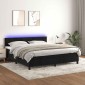 vidaXL Κρεβάτι Boxspring με Στρώμα & LED Μαύρο 180x200 εκ. Βελούδινο