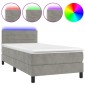 vidaXL Κρεβάτι Boxspring με Στρώμα & LED Αν.Γκρι 80x200 εκ. Βελούδινο