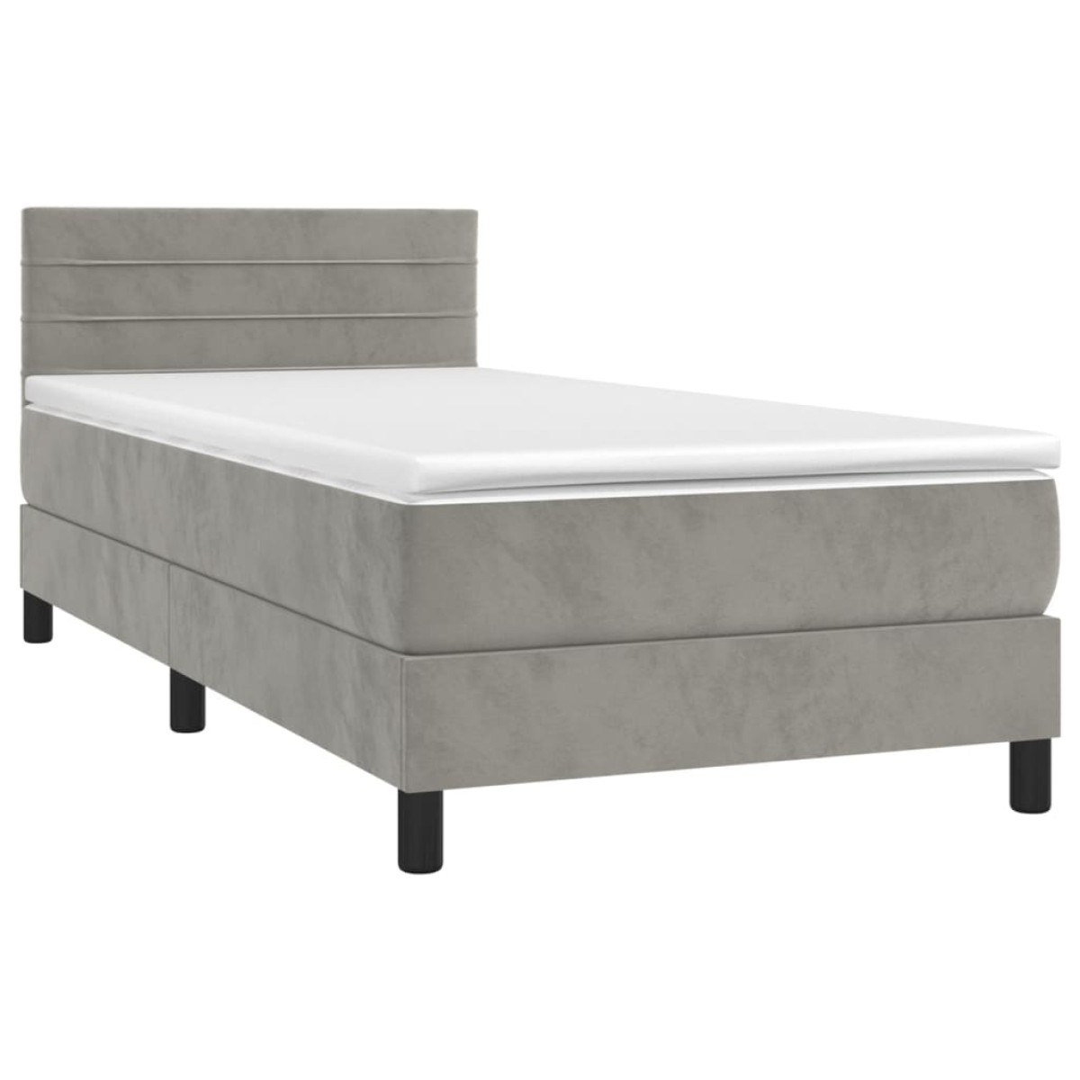 vidaXL Κρεβάτι Boxspring με Στρώμα & LED Αν.Γκρι 80x200 εκ. Βελούδινο