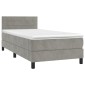 vidaXL Κρεβάτι Boxspring με Στρώμα & LED Αν.Γκρι 80x200 εκ. Βελούδινο
