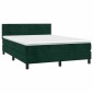 vidaXL Κρεβάτι Boxspring με Στρώμα & LED Σκ. Πράσινο 140x190εκ Βελούδο