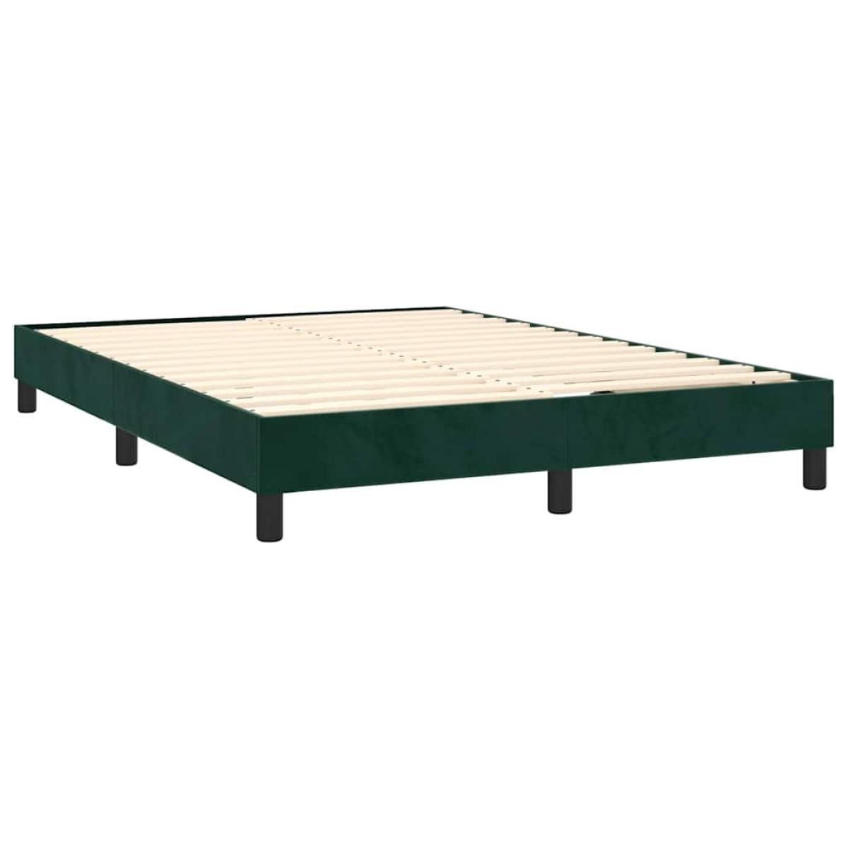 vidaXL Κρεβάτι Boxspring με Στρώμα & LED Σκ. Πράσινο 140x190εκ Βελούδο