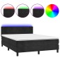 vidaXL Κρεβάτι Boxspring με Στρώμα & LED Μαύρο 140x200 εκ. Βελούδινο