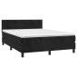 vidaXL Κρεβάτι Boxspring με Στρώμα & LED Μαύρο 140x200 εκ. Βελούδινο