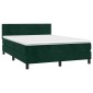 vidaXL Κρεβάτι Boxspring με Στρώμα & LED Σκ. Πράσινο 140x200εκ Βελούδο