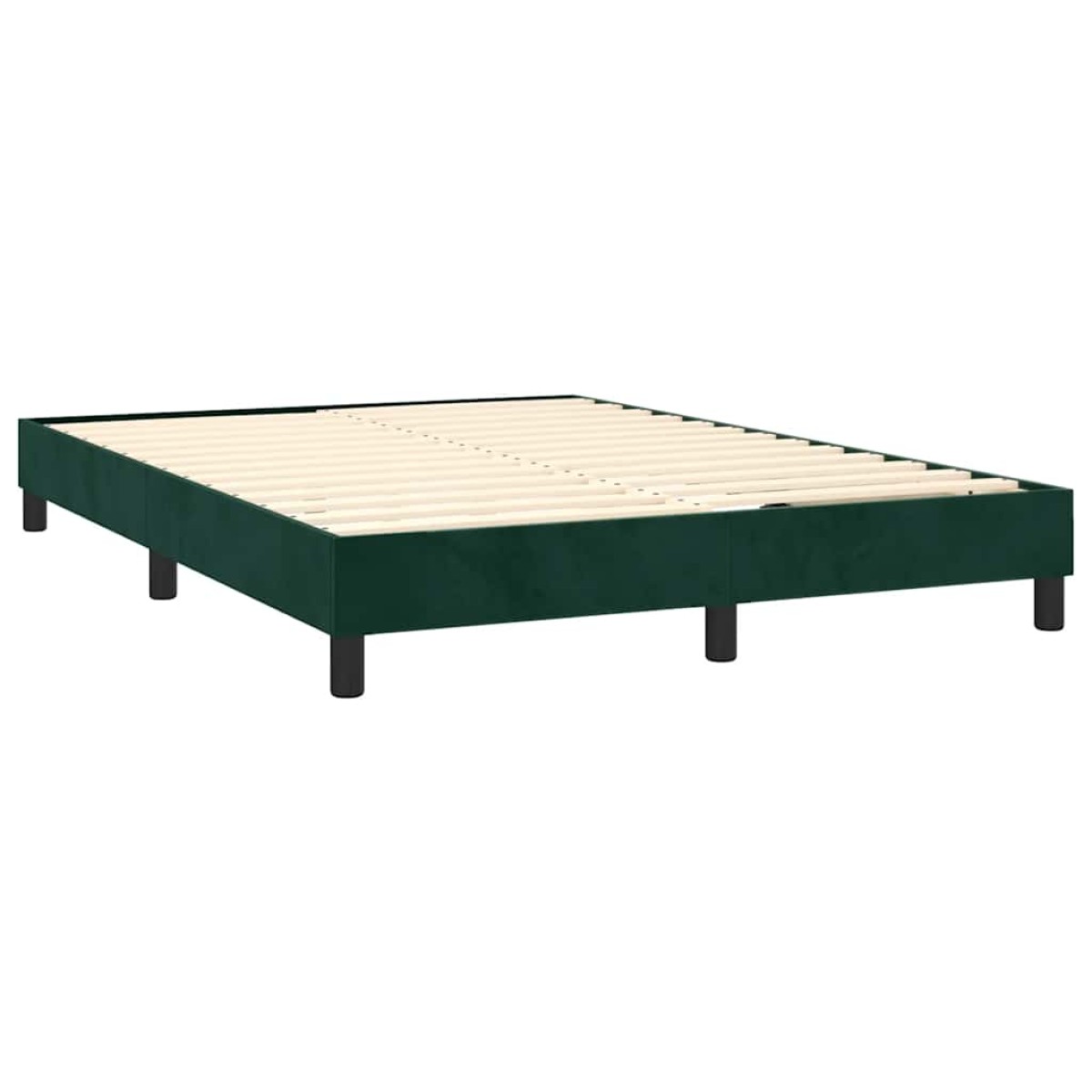 vidaXL Κρεβάτι Boxspring με Στρώμα & LED Σκ. Πράσινο 140x200εκ Βελούδο