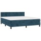 vidaXL Κρεβάτι Boxspring με Στρώμα & LED Σκ. Μπλε 160x200εκ. Βελούδινο