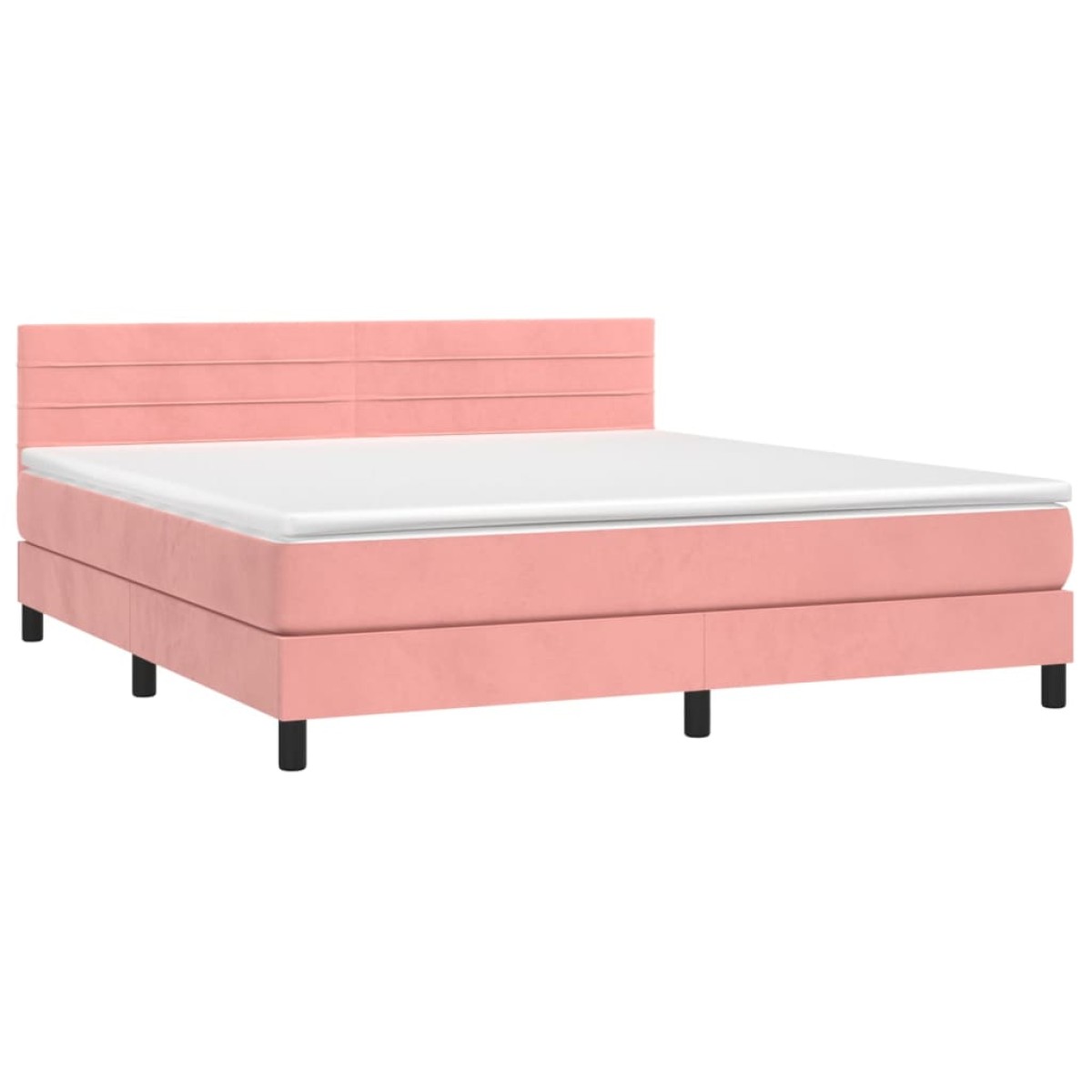 vidaXL Κρεβάτι Boxspring με Στρώμα & LED Ροζ 160x200 εκ. Βελούδινο