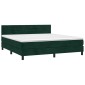 vidaXL Κρεβάτι Boxspring με Στρώμα & LED Σκ. Πράσινο 180x200εκ Βελούδο