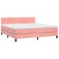 vidaXL Κρεβάτι Boxspring με Στρώμα & LED Ροζ 180x200 εκ. Βελούδινο