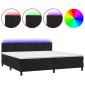 vidaXL Κρεβάτι Boxspring με Στρώμα & LED Μαύρο 200x200 εκ. Βελούδινο