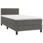 vidaXL Κρεβάτι Boxspring με Στρώμα & LED Σκ. Γκρι 80x200 εκ. Βελούδινο