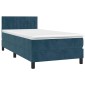 vidaXL Κρεβάτι Boxspring με Στρώμα & LED Σκ. Μπλε 90x200 εκ. Βελούδινο