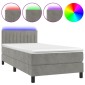 vidaXL Κρεβάτι Boxspring με Στρώμα & LED Αν.Γκρι 100x200 εκ. Βελούδινο