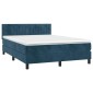 vidaXL Κρεβάτι Boxspring με Στρώμα & LED Σκ. Μπλε 140x190εκ. Βελούδινο