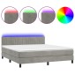 vidaXL Κρεβάτι Boxspring με Στρώμα & LED Αν.Γκρι 180x200 εκ. Βελούδινο