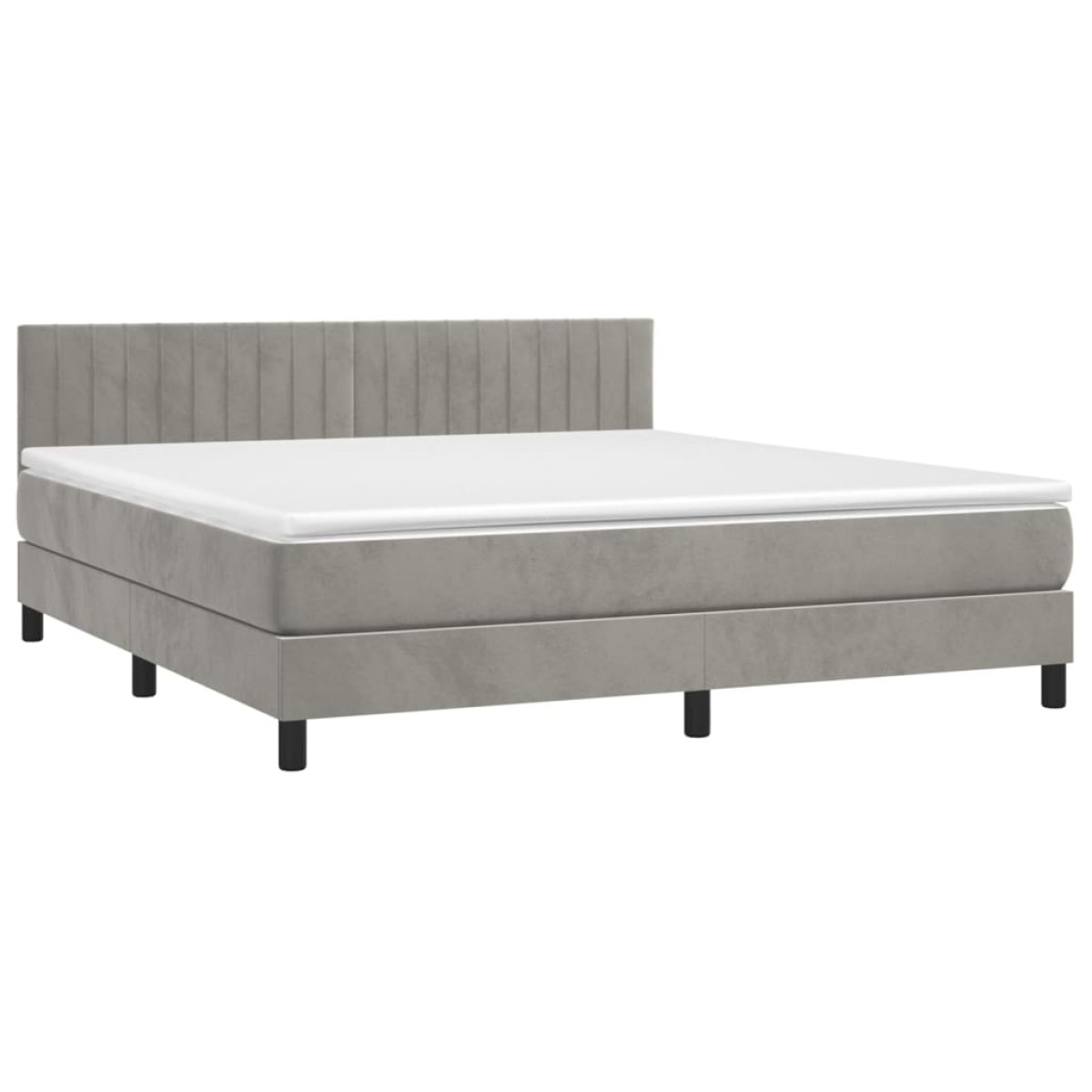 vidaXL Κρεβάτι Boxspring με Στρώμα & LED Αν.Γκρι 180x200 εκ. Βελούδινο