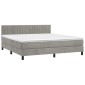 vidaXL Κρεβάτι Boxspring με Στρώμα & LED Αν.Γκρι 180x200 εκ. Βελούδινο