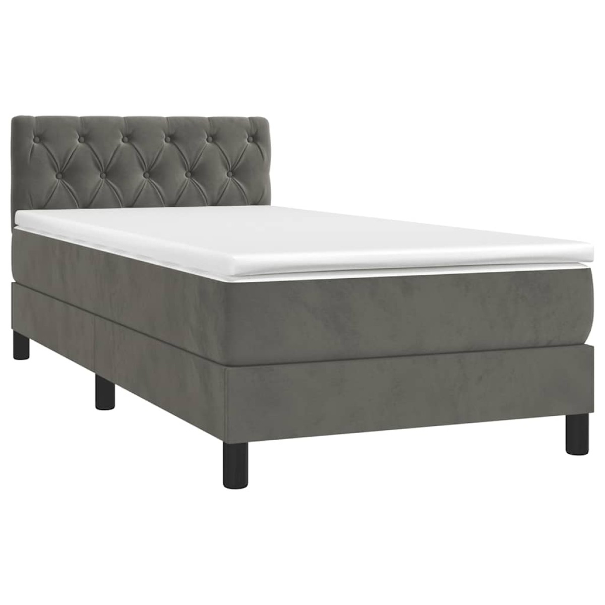 vidaXL Κρεβάτι Boxspring με Στρώμα & LED Σκ. Γκρι 80x200 εκ. Βελούδινο