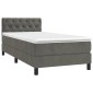 vidaXL Κρεβάτι Boxspring με Στρώμα & LED Σκ. Γκρι 80x200 εκ. Βελούδινο
