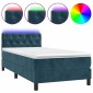 vidaXL Κρεβάτι Boxspring με Στρώμα & LED Σκ. Μπλε 80x200 εκ. Βελούδινο