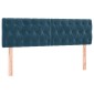 vidaXL Κρεβάτι Boxspring με Στρώμα & LED Σκ. Μπλε 140x200εκ. Βελούδινο