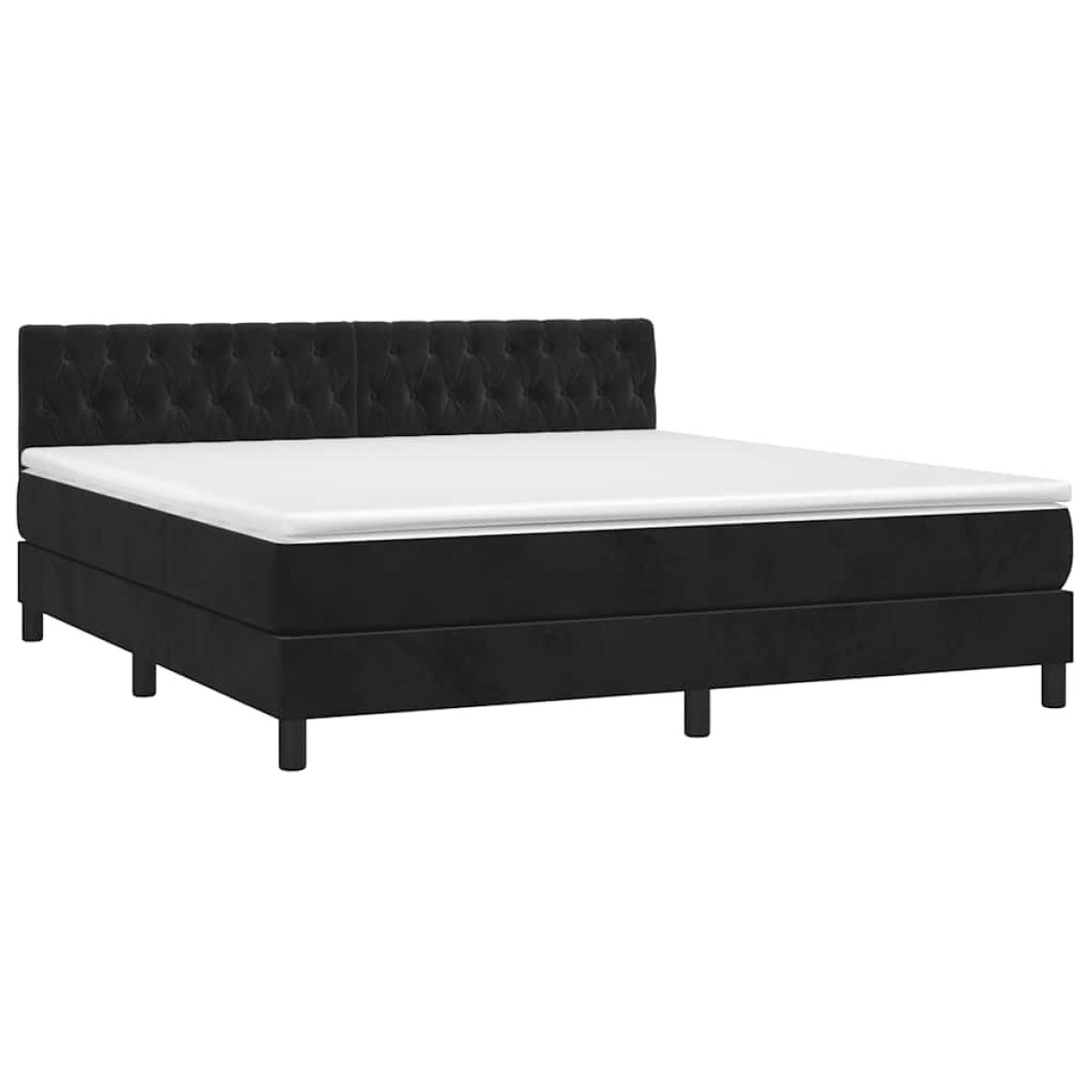 vidaXL Κρεβάτι Boxspring με Στρώμα & LED Μαύρο 160x200 εκ. Βελούδινο