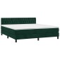 vidaXL Κρεβάτι Boxspring με Στρώμα & LED Σκ. Πράσινο 160x200εκ Βελούδο